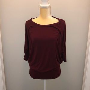 Wine color three quarter length sleeve top